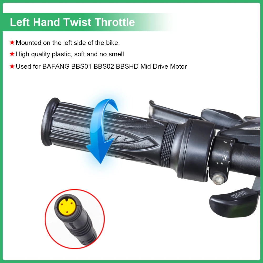 Bafang Parts Wuxing Twist Throttle Ebike Right/Left Handle Helf Twist Throttle For BBS01 BBS02 BBSHD Motor Bafang Accessories