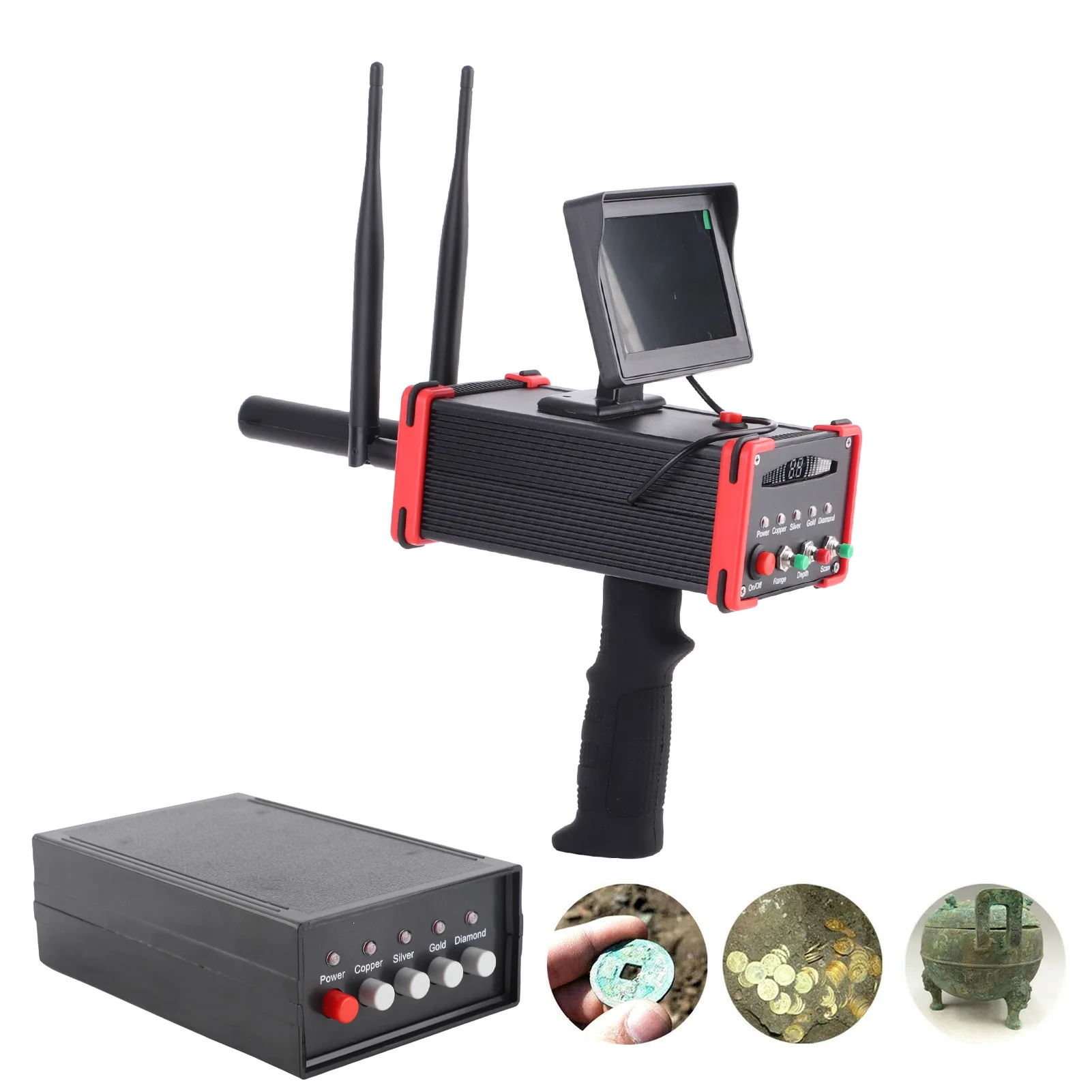 Detector de metais subterrâneo scanner de metais tela de alta definição localizador de tesouro para ouro prata cobre scanner