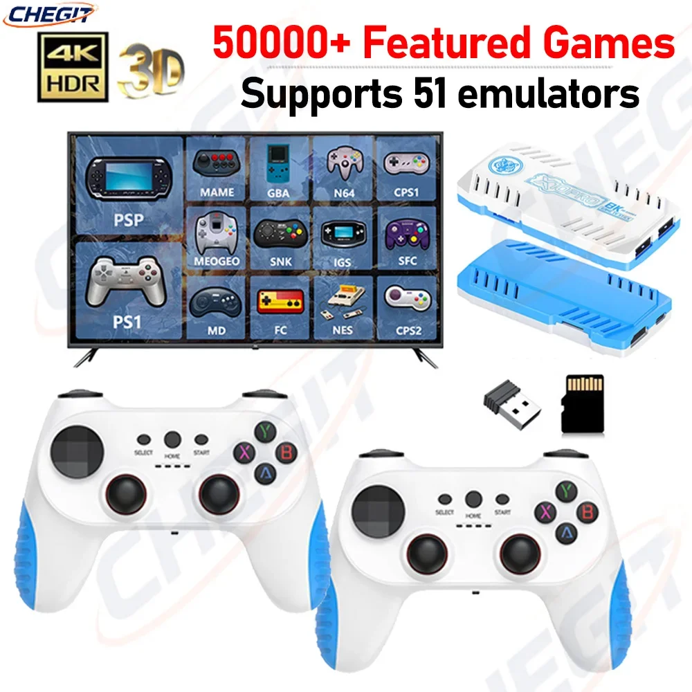 Consola de videojuegos X10 PRO 128G Game Stick 4K TV 51 + simuladores juegos Retro con controlador Dual 2,4G para PS1 PSP / 64GB 20000+