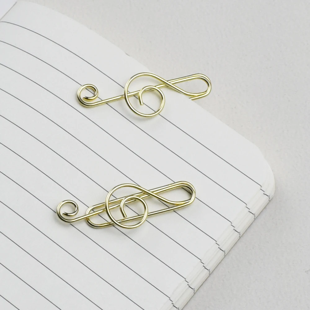 2pcs Metal Music Note Shaped Paper Clips Decorative Bookmarks for Notebook Books Office and School Supplies Stationery