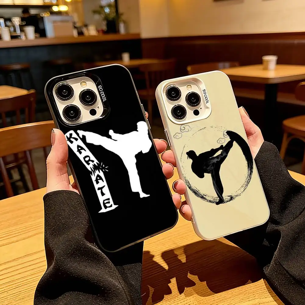 

K-Kung Fu Taekwondo Karate Phone Case For iPhone 17,16,15,14,13,12,11 Plus,Pro Max,XS,Colored Silver Plated Inside Cover