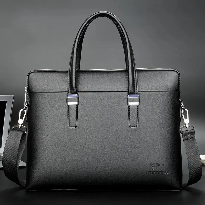 Business Zipper Briefcases For Men Luxury Soft Leather Handbag Vintage Man Shoulder Messenger Office Laptop Tote Bag