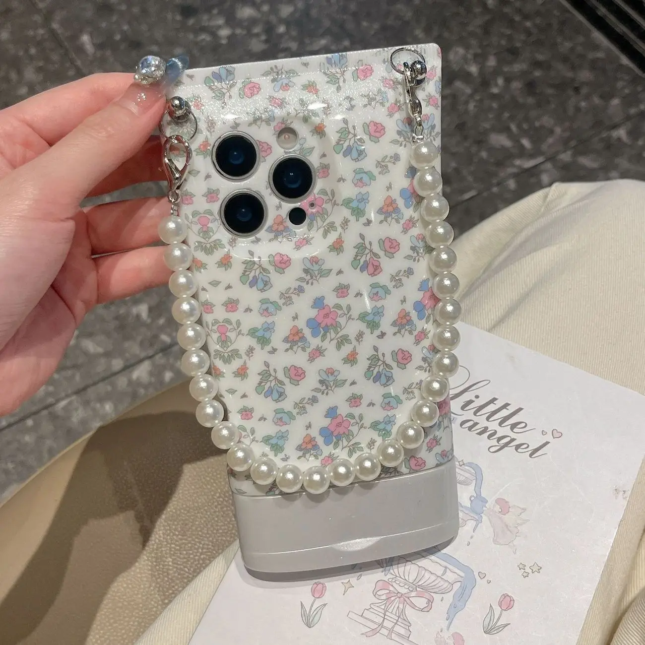 

Чехол для телефона для iphone 16, 15, 14, 13, 12, 11 Pro Max Plus, новый корейский защитный чехол INS с цветочным принтом для очищения лица со шнурком