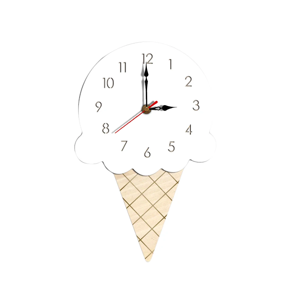 

Ice Cream Wall Clock Cute Funny Cartoon Clocks Hanging Living Room for Kitchen Kids