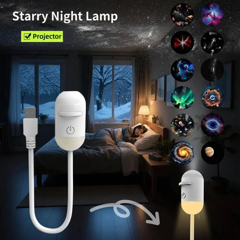 

2 In 1 Mini Starry Sky Projector Creative Night Light 10 Films Starry Sky Ambient Light For Home Decoration Children Night Light