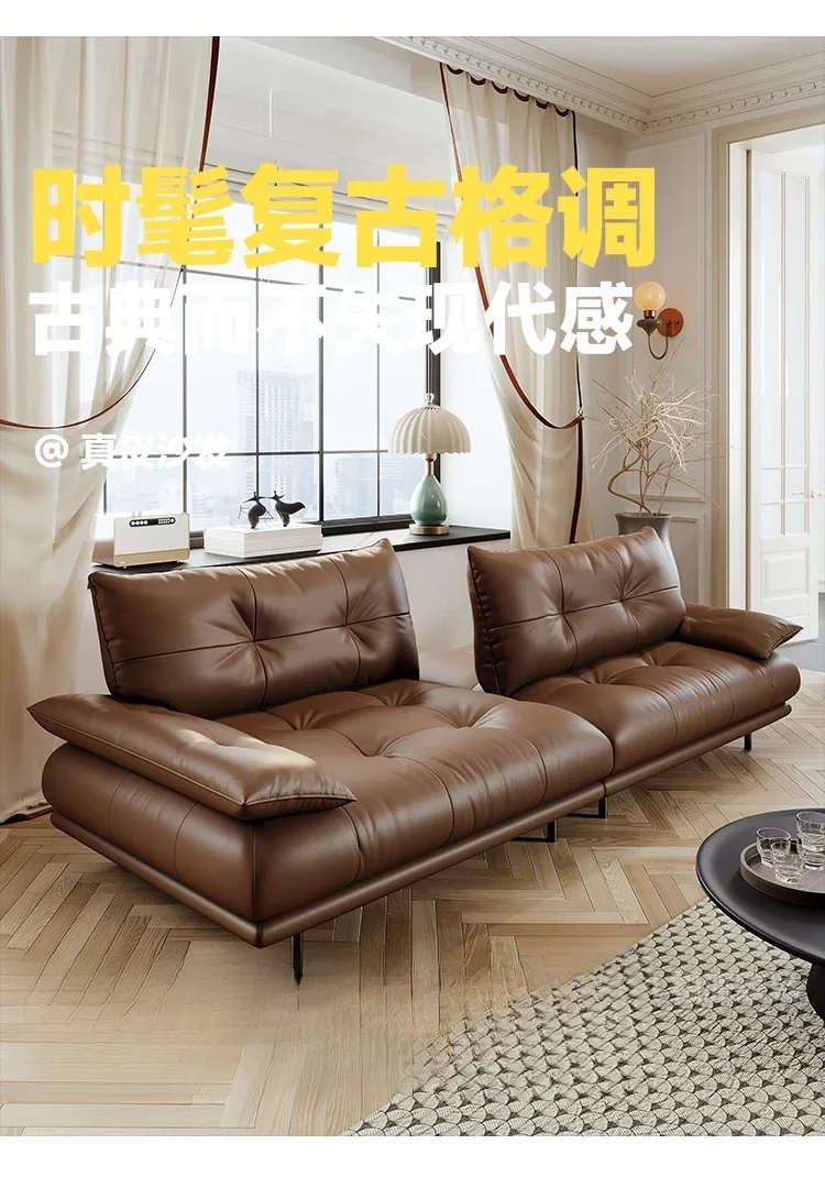 Minimalistisches abnehmbares Sofa aus echtem Rindsleder der ersten Schicht