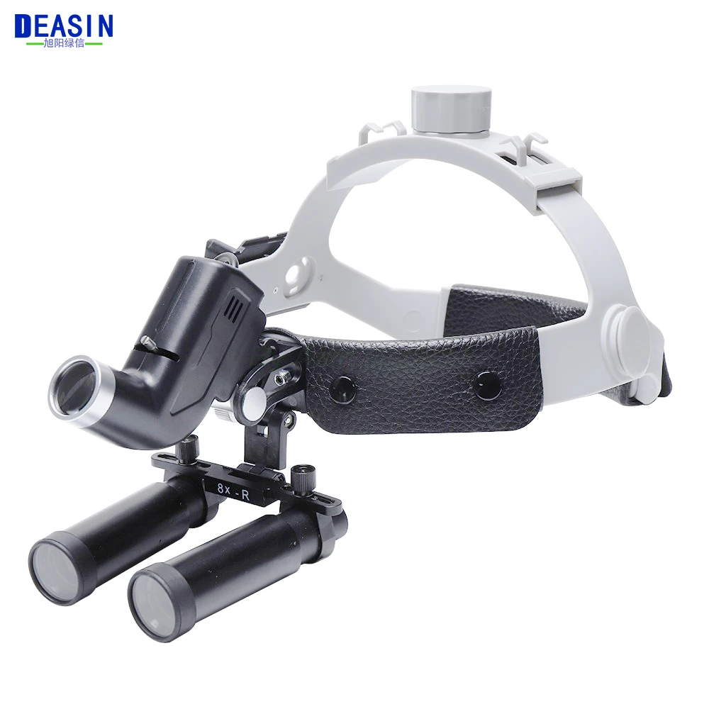 LED Dental Headlight 4x 5x 6x 8x Magnifier 5W LED High Spot Surgical Headlight Brightness Adjustable Surgical Lamp Aluminum Box