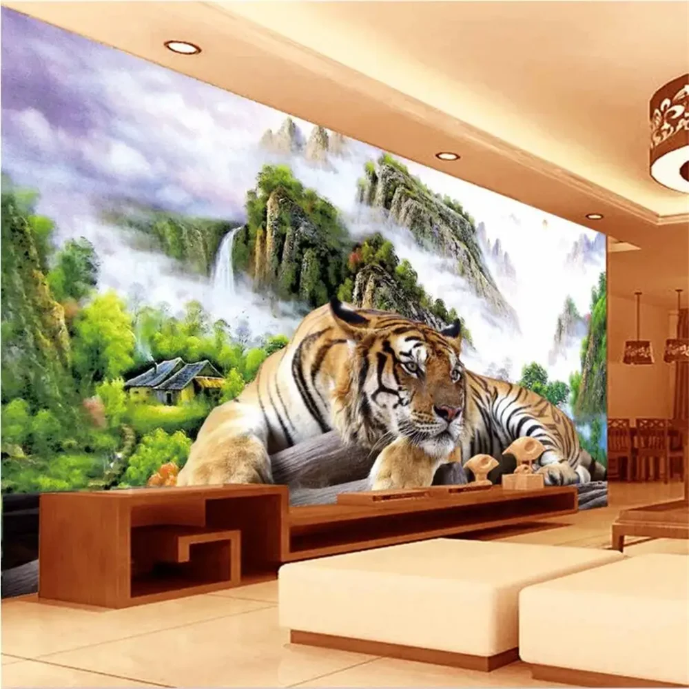 

custom papel de parede Mural Tiger natural wall papers home decor Mural landscape Wallpaper For Walls 3 D Living room decoration