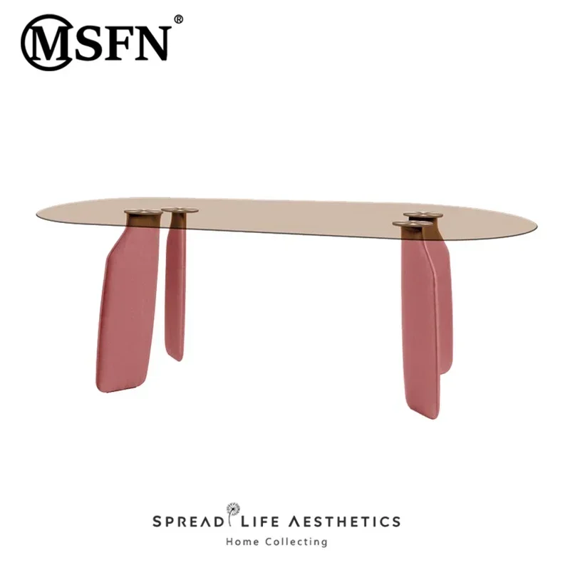 

Creative Oval Glass Marble Multi-Person Dining Table Conference Table