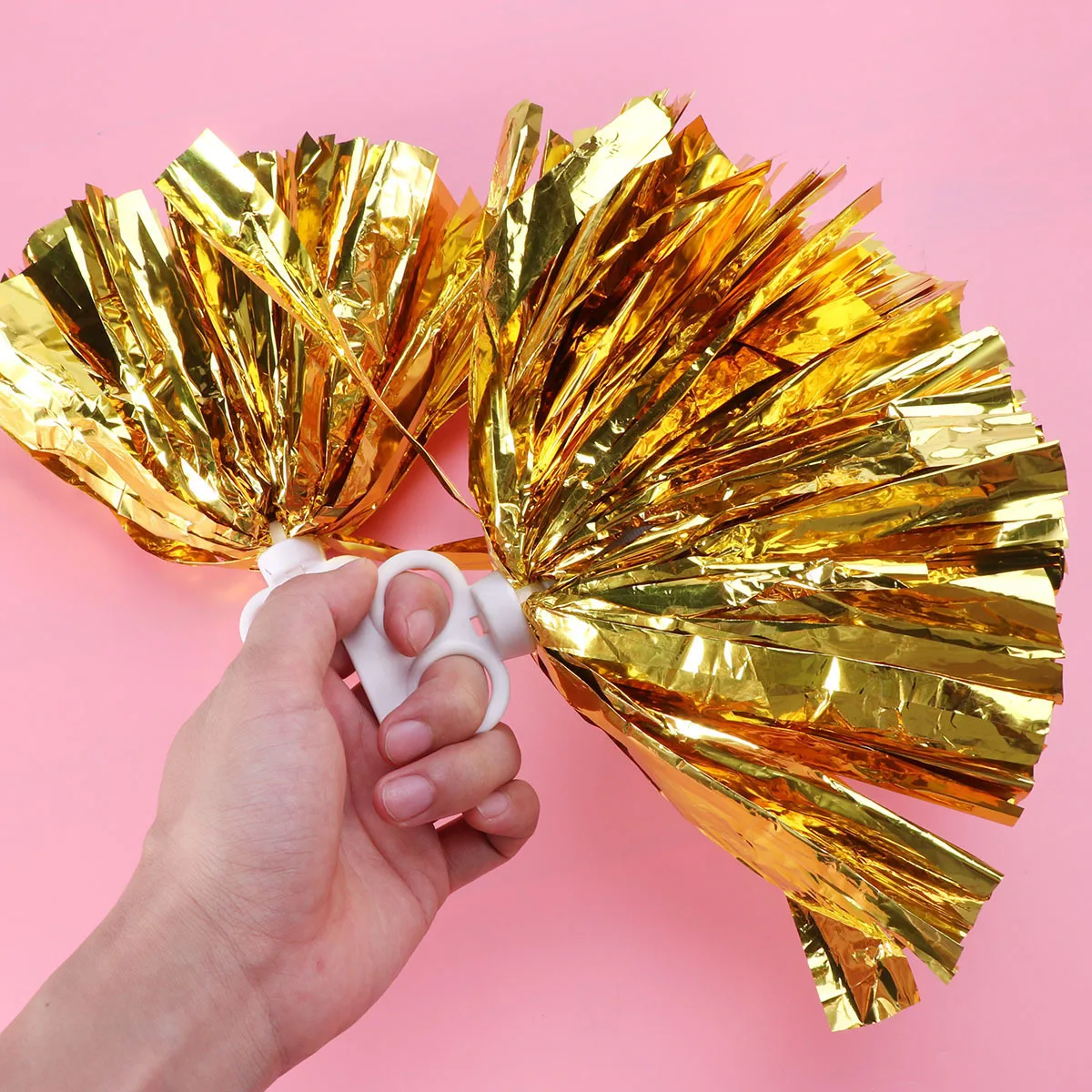 

2 pcs Cheerleader Pom Poms Purple Gold 30Cm Plastic Ring Pompoms For Kids College High School Sports Cheering Events Team Sports