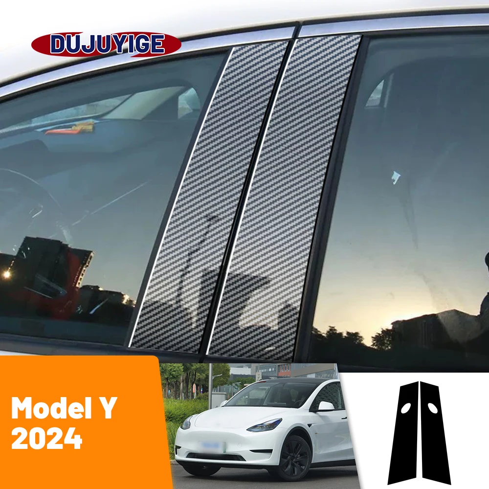 

For Tesla Model Y 2024 Carbon Fiber Window Door Column Deal B C Pillar Post Cover Trim Sticker