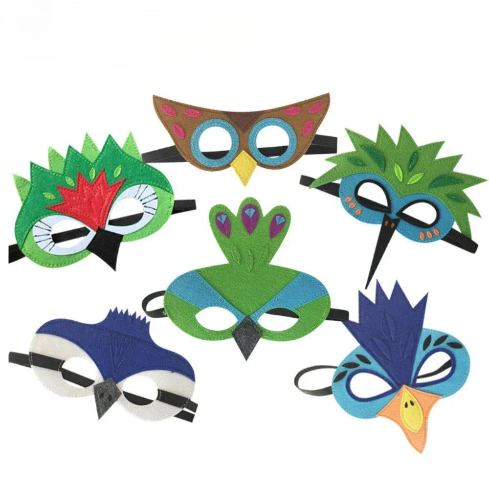 Kids Cosplay Costume  Owl Peacock Wings Bird Felt Cape with Mask for Girls Boys Halloween Party Stage Performance Cloak