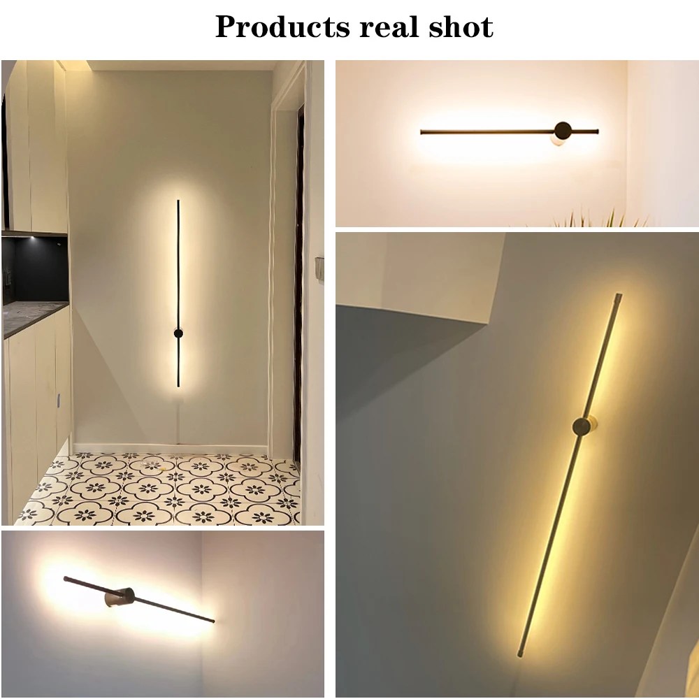 Lámpara de pared LED larga moderna, accesorio de iluminación con control remoto, atenuación inteligente, rotación de 350 ° para decoración del hogar