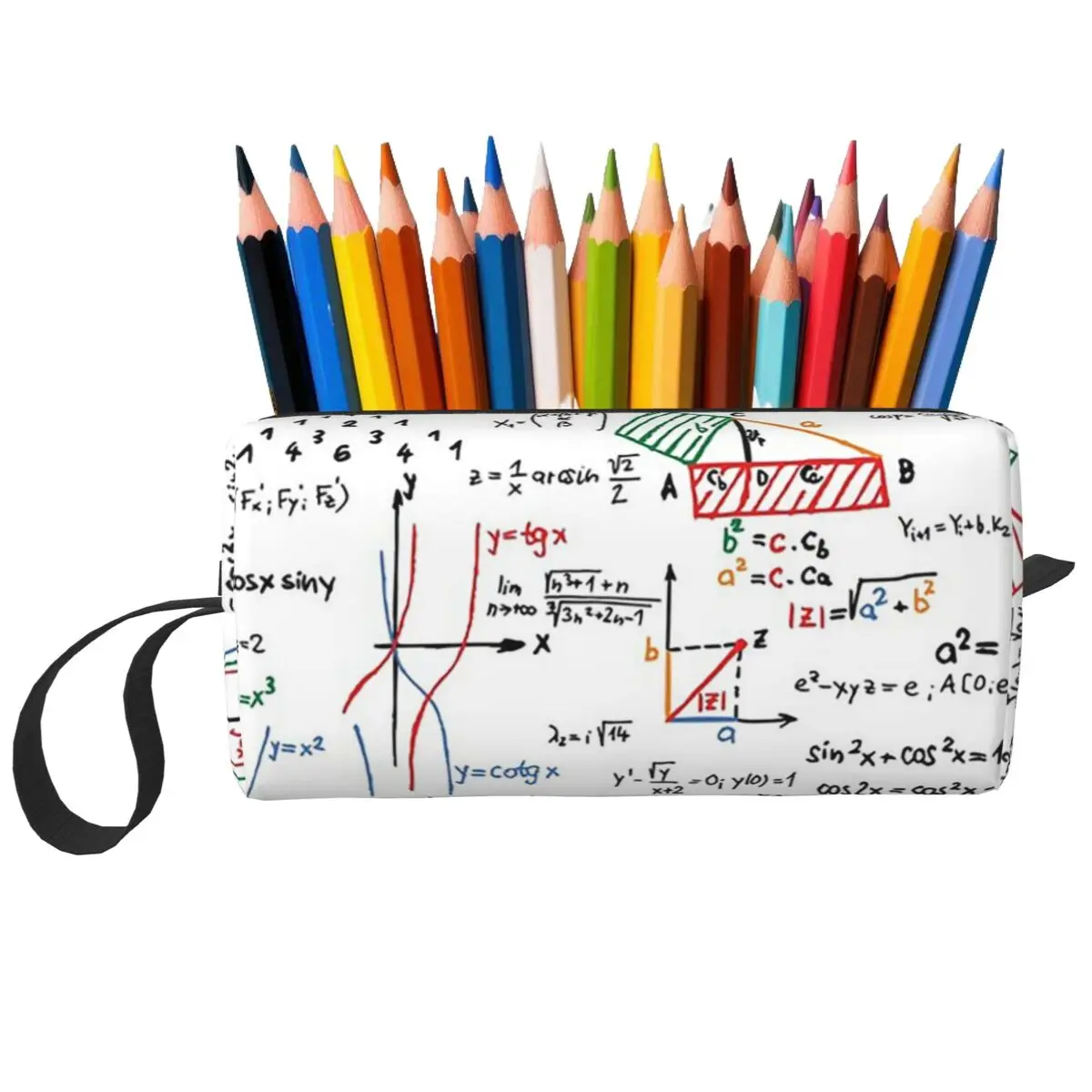 Mathematics Formulas Numbers Pencil Case for Boys Girls Pen Box Pencil Bag Stationery Supplies Women Cosmetic Bag