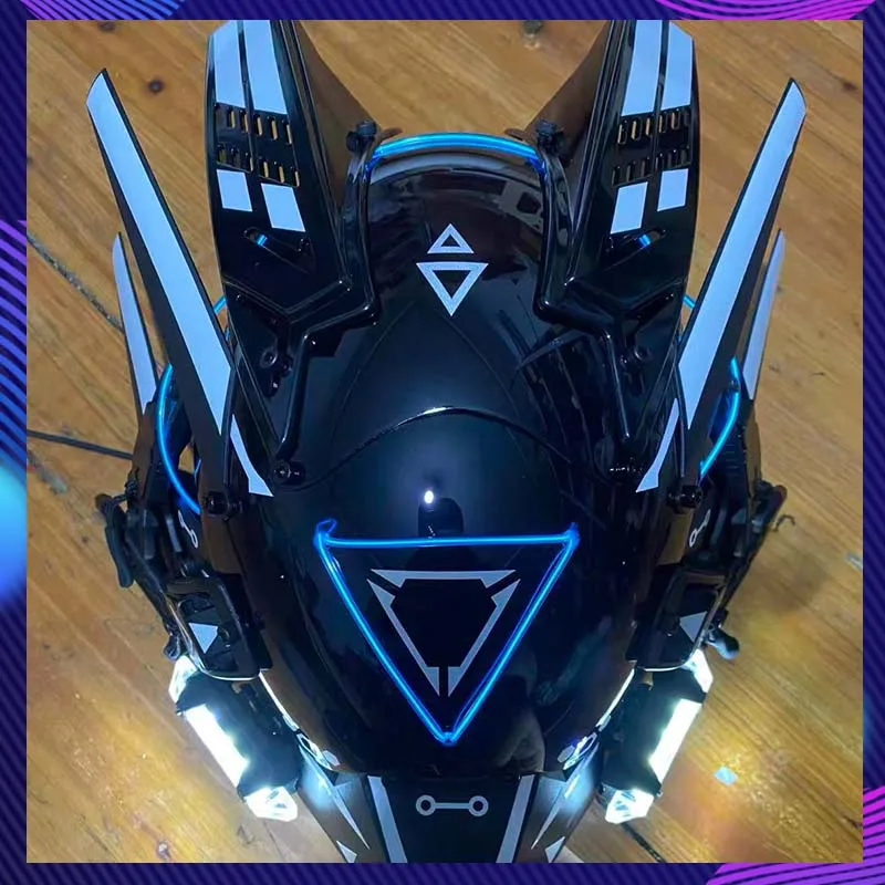 

Sci-Fi Mech Mask With Triangle Light Cosplay Costumes Mech Warrior Mask Soldier Helmet Halloween Party Props Cyber Punk Mask