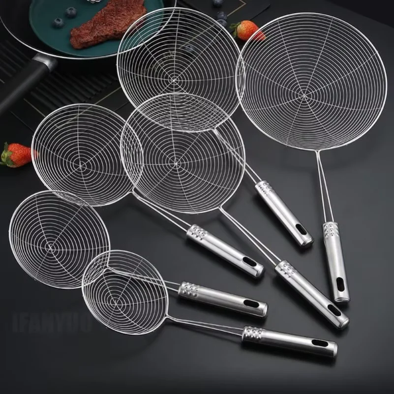 Stainless Steel Skimmer Solid Strainer Ladle Stainless Steel Kitchen Utensil Tool French Fries Fish Frying Kitchen Utensil
