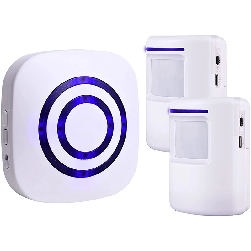 ABXF-Motion Sensor Alarm System, Wireless Home Security Driveway Alarm ในร่ม, PIR Motion Detector Alert 2 เซ็นเซอร์ US Plug