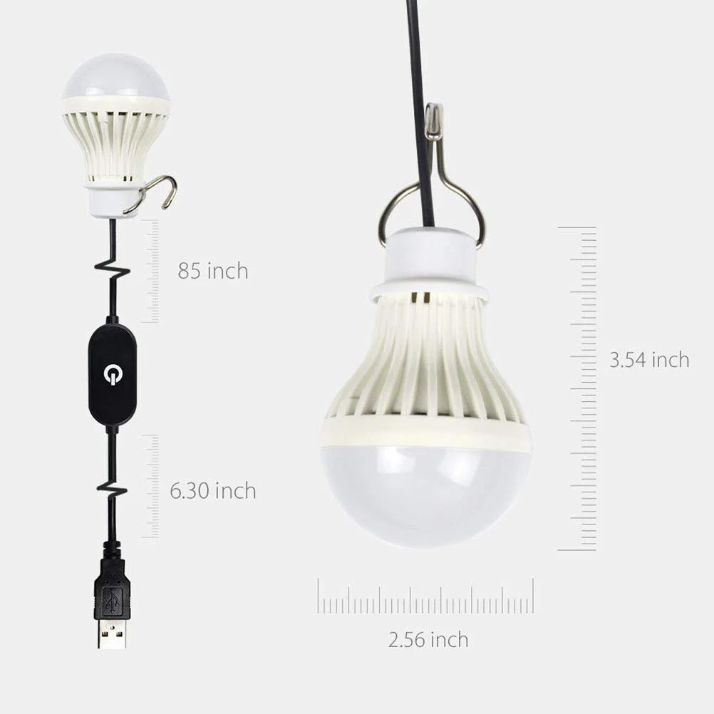 

5W Touch Control Dimmable USB LED Bulb with Built-in Warm White Light for Room Garage Office Portable Emergency Lamp