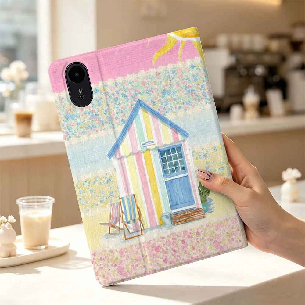 Cartoon Coastal Colorful Houses For Xiaomi Poco Redmi Pad 8 2 4 5 6 6S 7 7S SE Pro Max 14 11 8.7 11.2 12.5 Inch Tablet Case