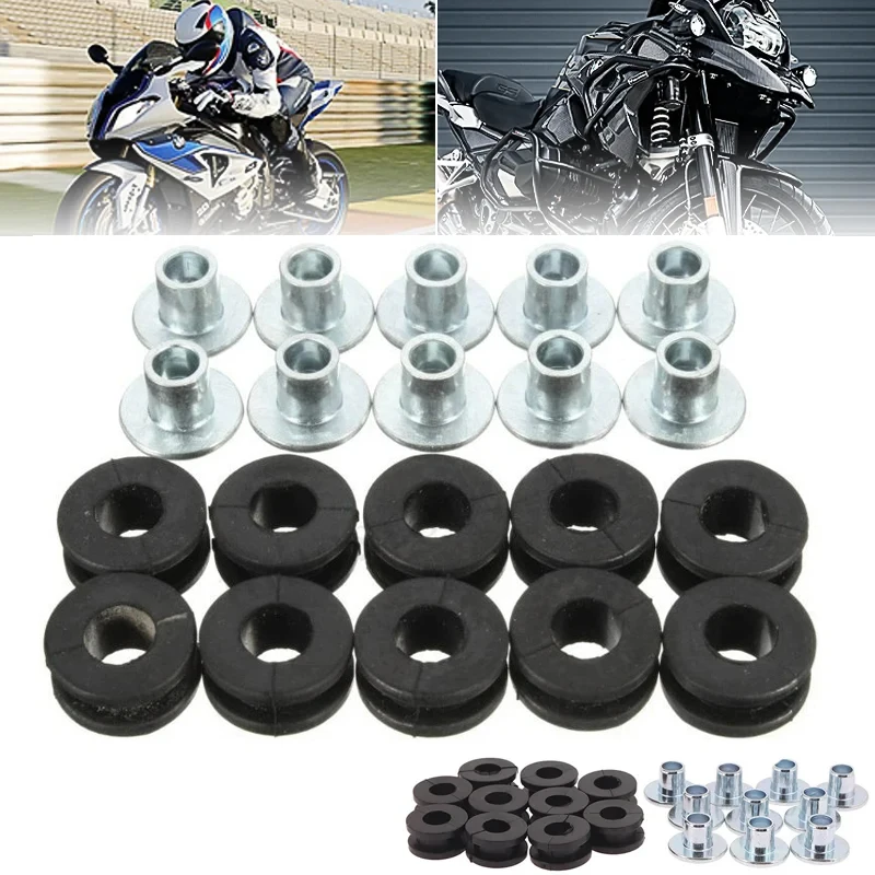 6MM Motorcycle Rubber Grommets Gasket Kits with Bolt Assortment Set Pressure Relief Cushion Buffer Washers Shock Bushing Kit