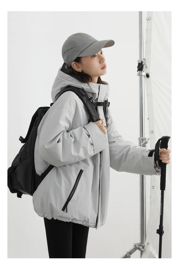 CHIC VEN Women Down Jacket Loose Outdoor Stand Up Collar Hooded 90 White Duck Down Lady Sport Coat Winter 2024 Female Clothing