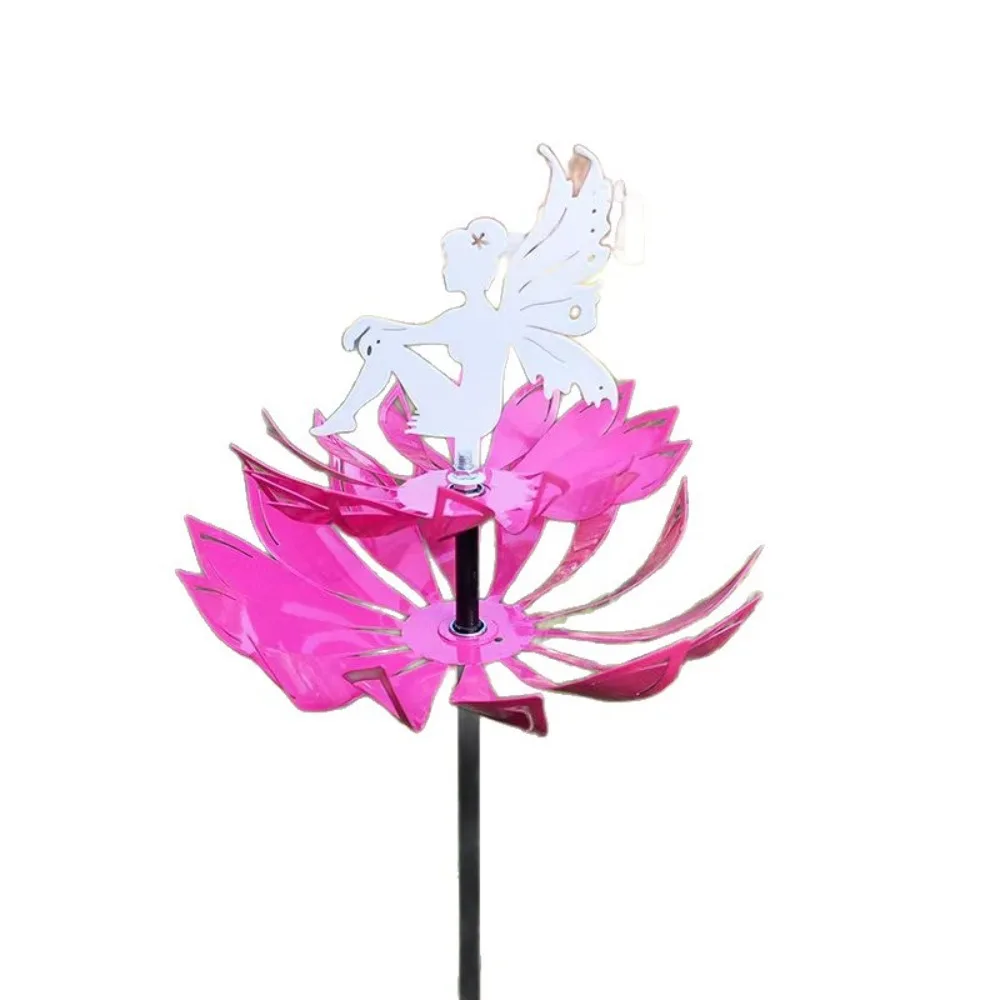 

Crafts Rotating Garden Flower Fairy Sculpture Detachable Creative Metal Windmill Iron Art Wind Spinner Spring Patio