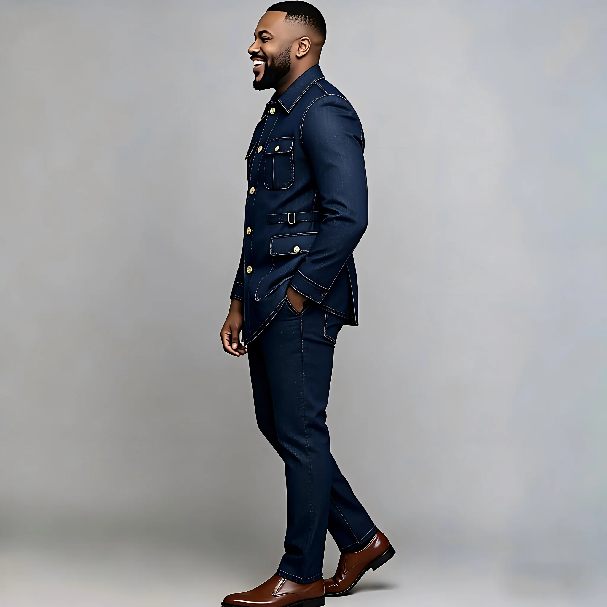 Men Suits 2 Piece Fashion Stand Collar Denim Single Breasted Outfits Slim Fit Business Male Clothing Wedding Party Tuxedos
