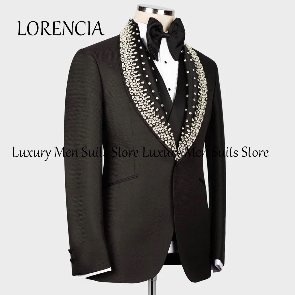 

Роскошные мужские костюмы с кристаллами, формальные свадебные смокинги для жениха с бисером, шаль с лацканами, пиджаки для выпускного вечера, комплект из 2 предметов по индивидуальному заказу Produkty Heren