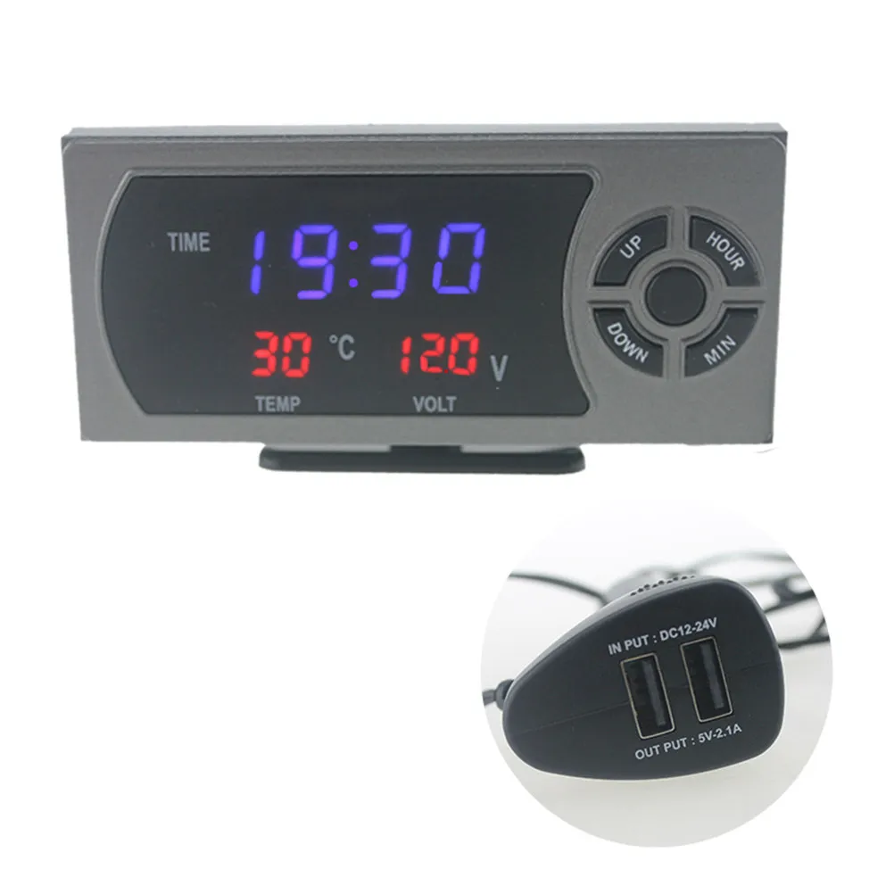 

Car Electronic Clock with Digital Thermometer and Voltmeter 3 in 1 LED Display for Automotive Voltage Dc9 30V Car Clock