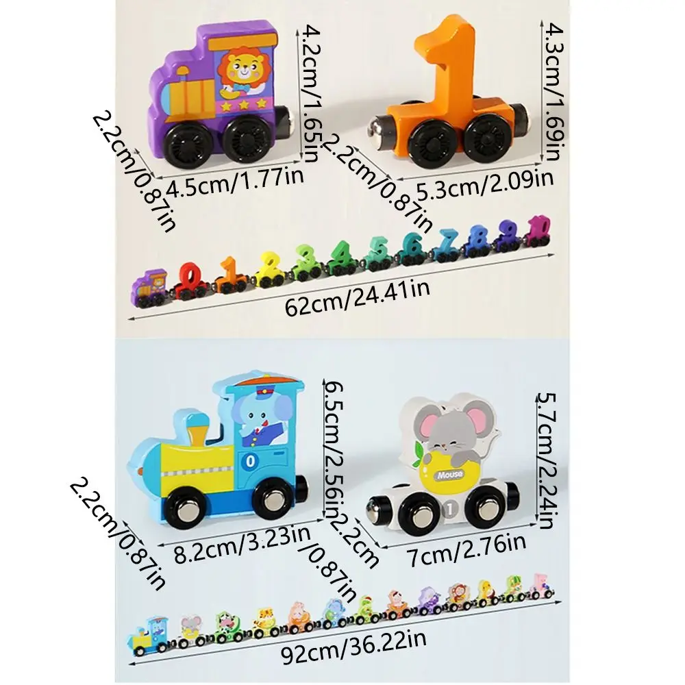 Nummer/dier/fruit/dinosaurus magnetisch houten treinspeelgoed Educatief Montessori nummertreinset