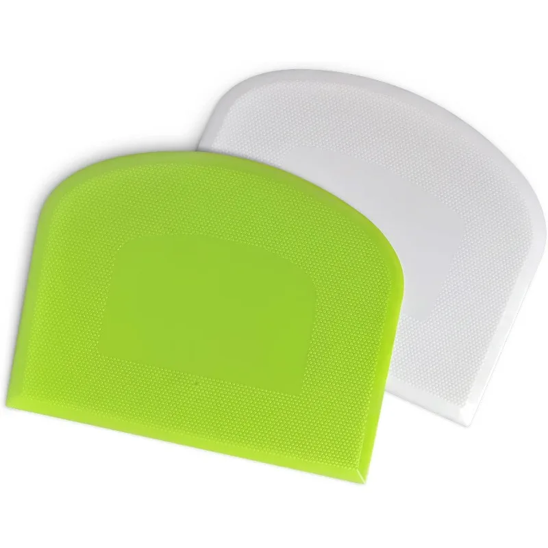 

Bowl Spatula & Bench Scraper,Flexible Plastic Multipurpose Kitchen Pastry Cutter Tool,Set of 2 Pieces - White,Green