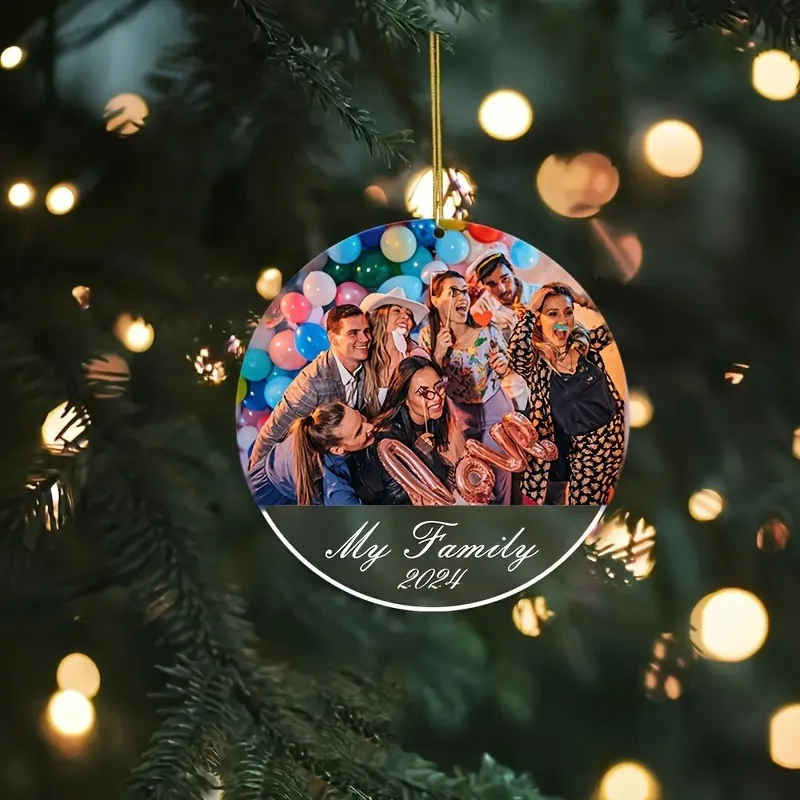 Personalized Custom Photo and Name Round Acrylic Keychain, Acrylic UV Process, Thanksgiving, Father's Day, Valentine's Day