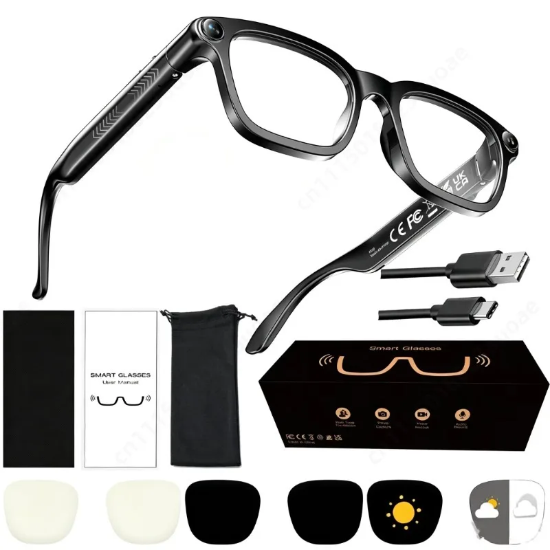 M08 AI Smart Glasses Wearable Camera Glasses for Photo Video Capture AI Voice Assistant with Real Time MultiLanguage Translation