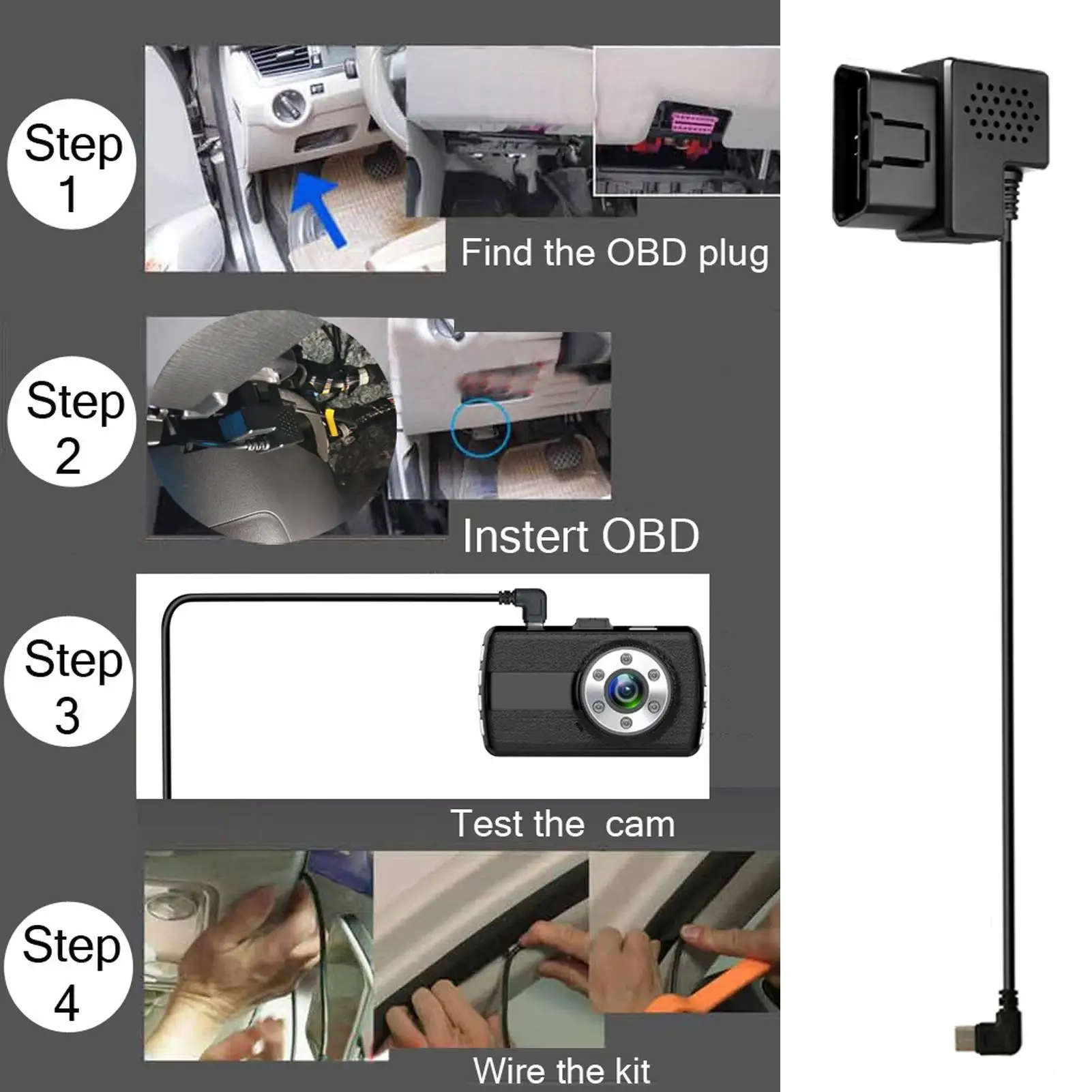 Obd كابل الطاقة التوصيل والتشغيل 12 فولت/24 فولت إلى 5 فولت خط تنحى هاردوير obd إلى USB محول لوقوف السيارات رحلات الطريق القيادة اليومية