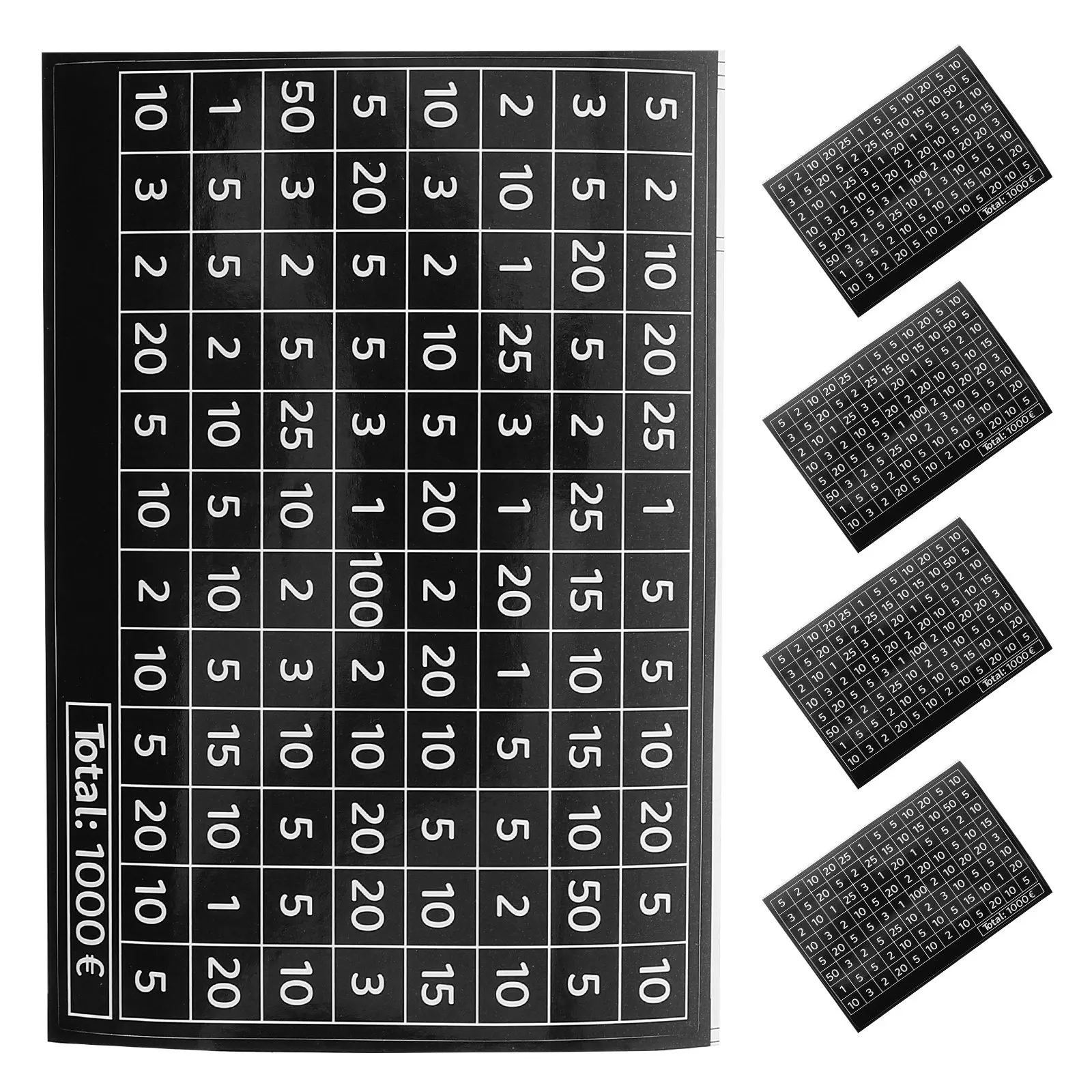

50Pcs Money Saving Stickers Euro Currency Tracking Labels for Coin Boxes Savings Jars Digital Number Charts