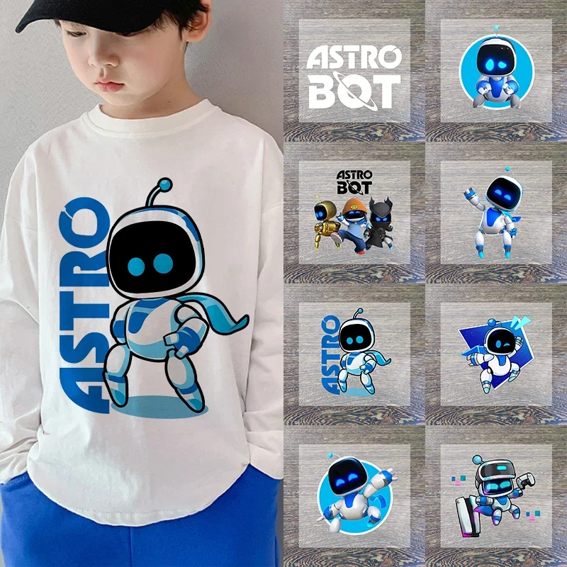 Astro Bot Cartoon Iron on Patches for Clothing DIY T-shirt Heat Transfer Anime Stickers Children Clothes Custom Vinyl Sticker