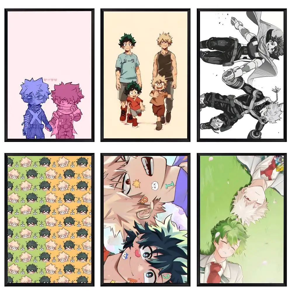 Póster de K-Katsuki Bakugo y Izuku Midoriya, póster sin marco, papel Kraft para Club, Bar, póster Vintage, pintura artística de pared, estudio de dormitorio