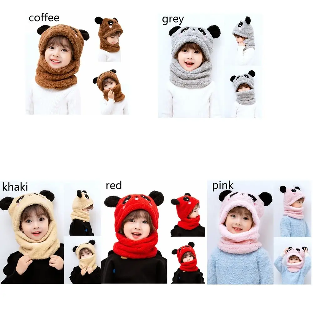 الباندا الصوف قبعات الاطفال المرجان المخملية وشاح الطفل الاشياء قبعة الأذن كاب