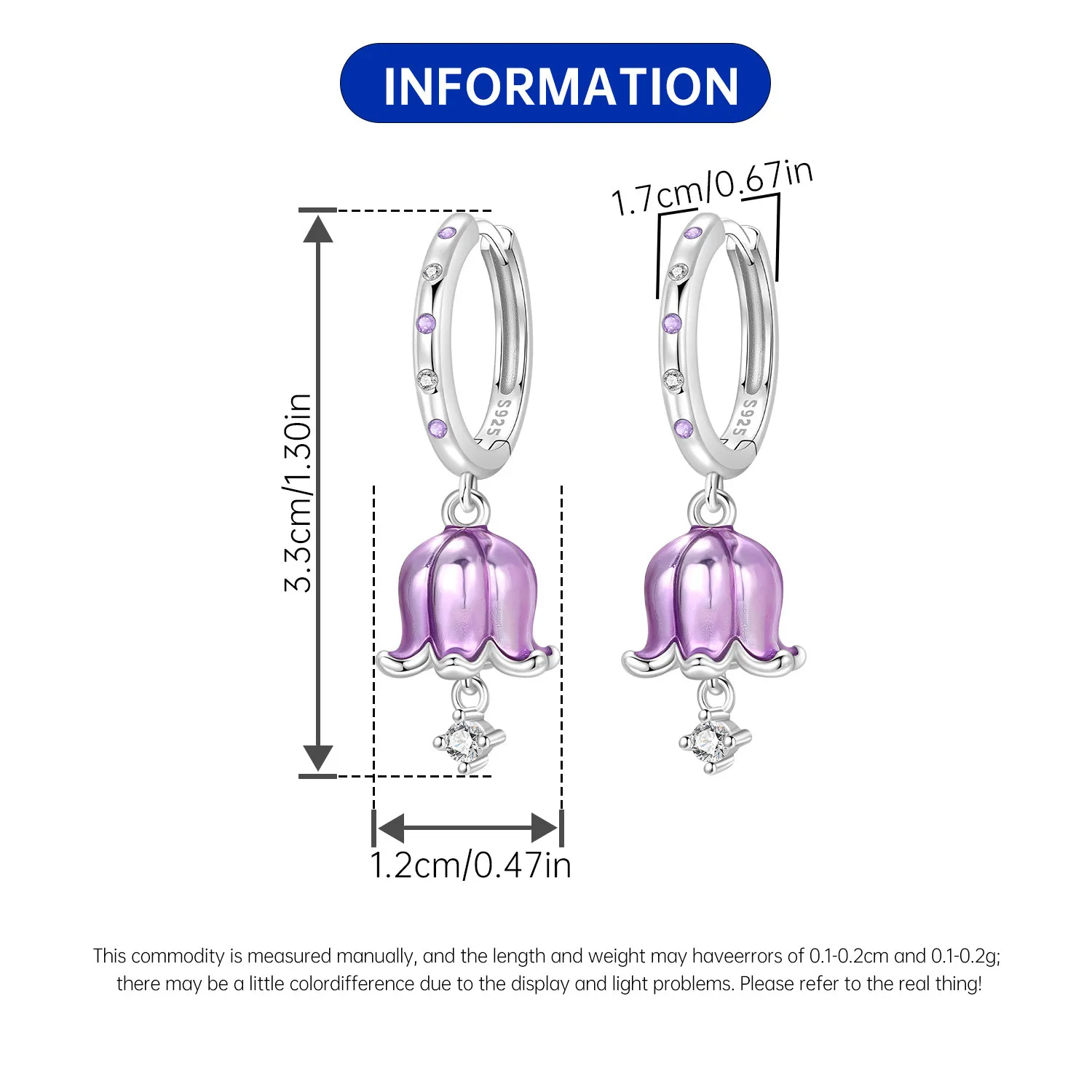 Original 925 Sterling Silber Ohrringe, Vielseitige Exquisite Hellviolette Rosa Blumen-Schmetterlings-Ohrringe, Schmuck für Frauen zum Geburtstag – Detail 5