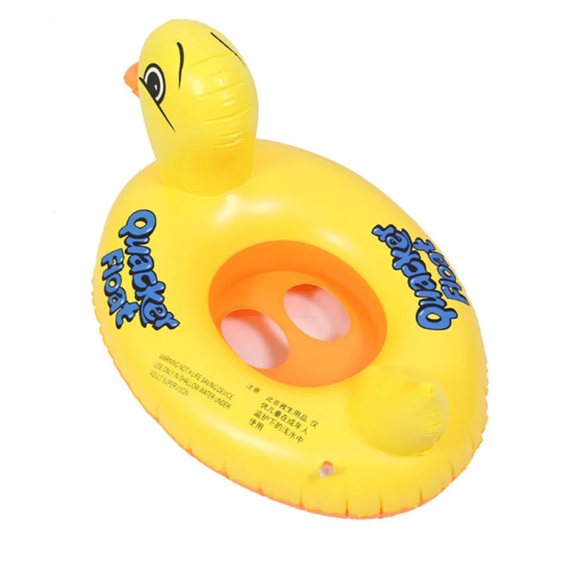 Luxury and exquisite inflatable hard to break cute big yellow duck safety mount floating row children's swimming ring fun toy