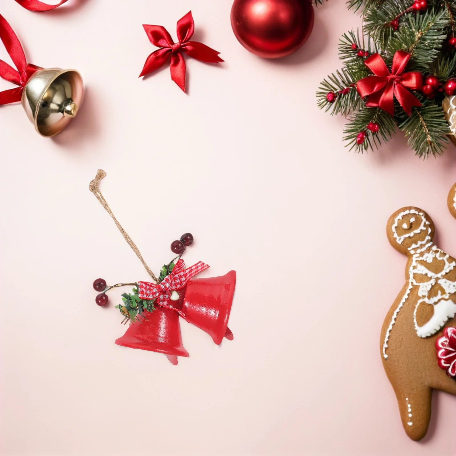 

8 Pcs Christmas Bell Pendant Hanging Decoration Ornament Decorations Bells and Bows Cloth Festive