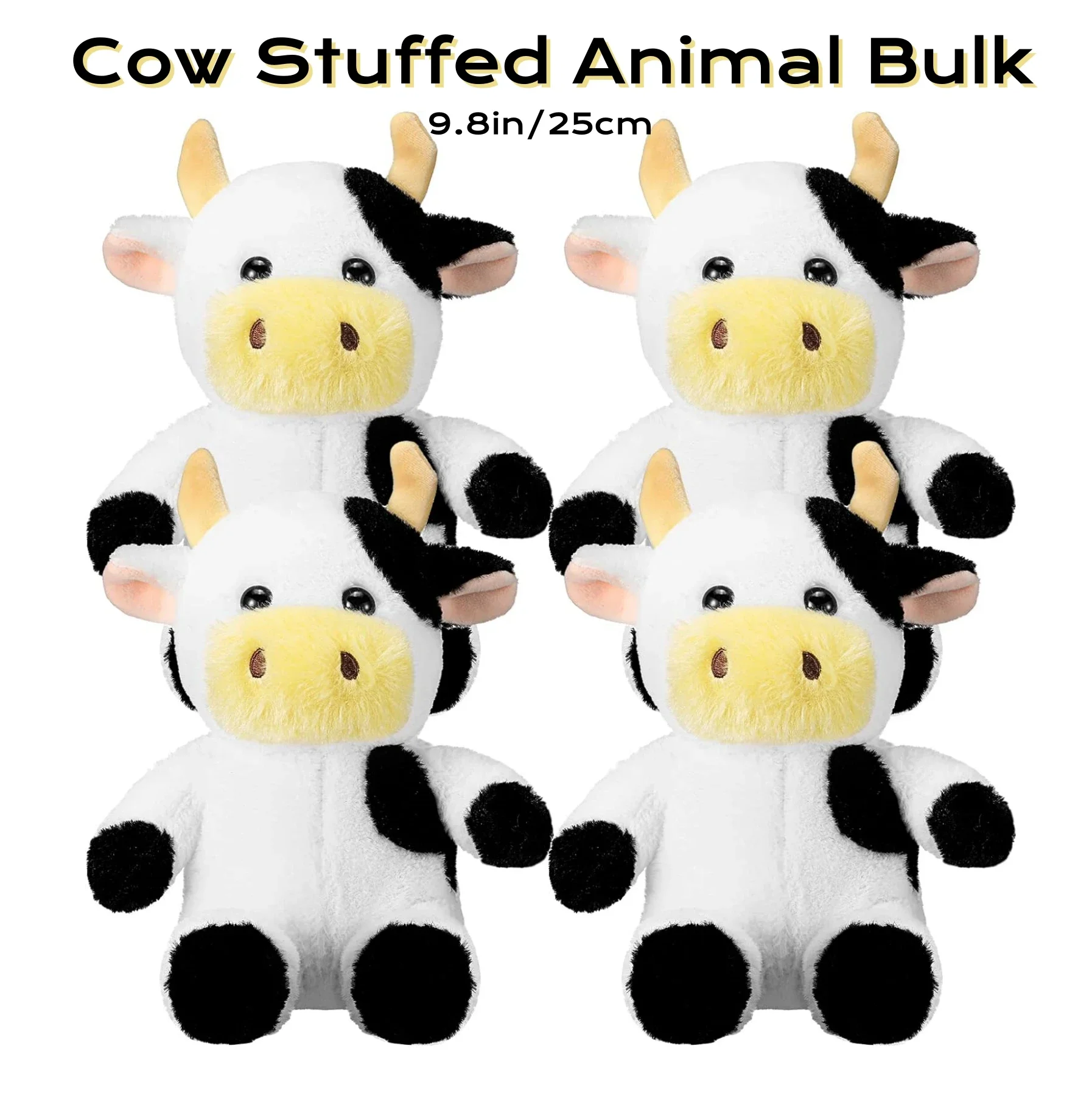 4-10Pcs Cow Stuffed Animal Toys Cow Plush 9.8in Stuffed Cow Animal Baby Shower Party Decor Birthday Gifts for Kids 7-13 Age