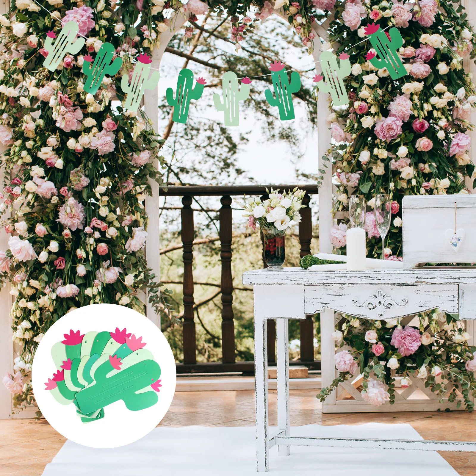 

Cactus Banner Pennant Summer Theme Wedding Party Decorations Photo Props Paper Material Indoors Outdoors Hooks