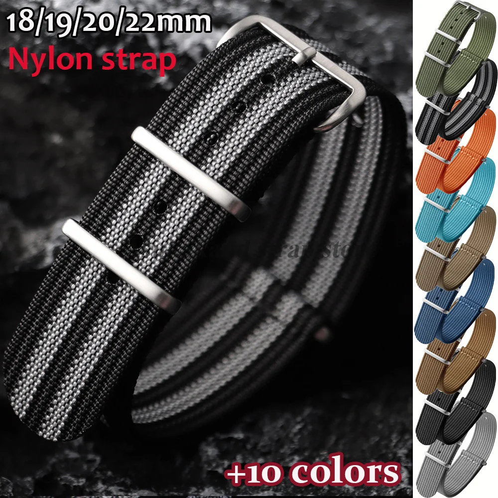 Ribbed Nylon WatchBand for Seiko for Omega Military Band 18mm 19mm 20mm 22mm Traditional WatchStrap Universal Men Women Bracelet