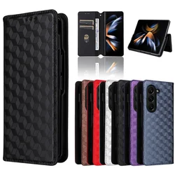 For Samsung Galaxy Z Fold 5 4 3 2 Magnetic Card Flip Leather Stand Phone Protective Case For Galaxy Z Fold5 Fold4 Fold3 Fold2