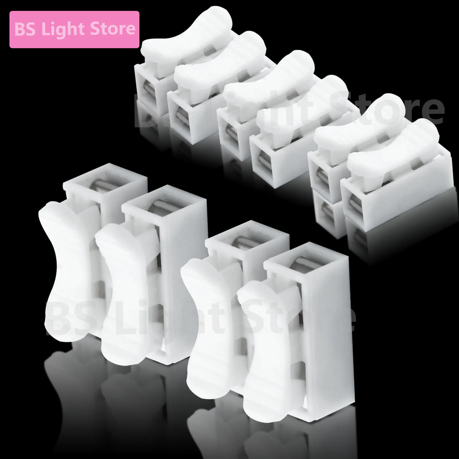 50/100/300Pcs No Solding White CH-2 type two position press type quick connect terminal Clamp Cable Terminals Screwless DIY