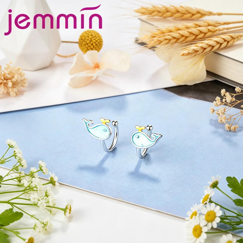 Cute Symbol Whale Shape Ear clip For Girl Ladies Earrings Jewelry 925 Sterling Silver High Quality Popular Gift Hot Sale