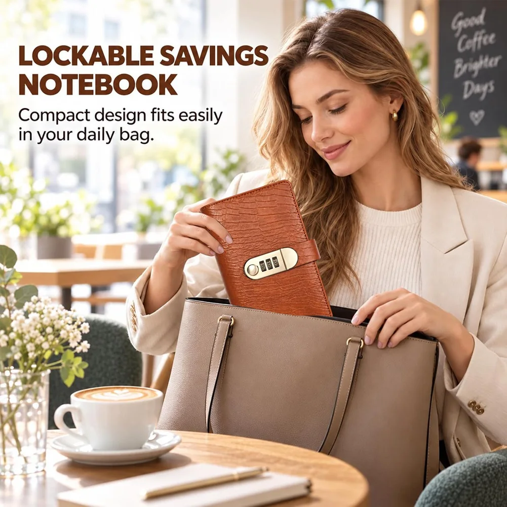 B63B-100 Envelopes Money Saving Challenge Book With Password Lock Money Saving Binder Book, Money Saving Book