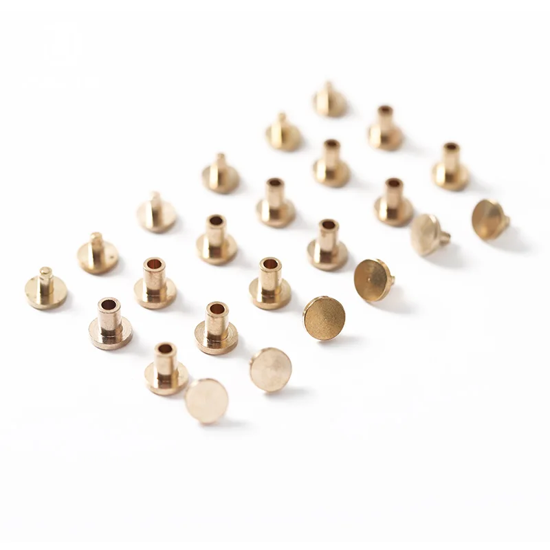 WUTA 10 set rivetto a testa piatta in ottone massiccio chiodi per cintura a doppia faccia forte fibbia fissa hardware artigianale in pelle