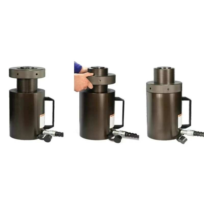 High Performance 100Ton 150mm Stroke 700Bar/10000PSI Locknut Spring Return Aluminum Hydraulic Ram Cylinder for Lifting